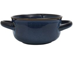 Home Deco Factory Soepkommen Classic - donkerblauw - 1x stuks - 14 x 7 cm - keramiek - soepkommetjes