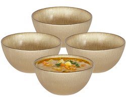 Home Deco Factory Soepkommen Gold Rush - goud met relief - 6x stuks - 15 x 7 cm - keramiek - soepkommetjes - serveerschaaltjes