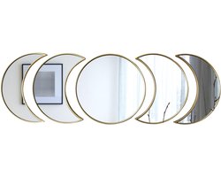 Home Deco Factory spiegel set - 5x stuks - d26 cm - maanvorm - kunststof - decoratie - wandspiegel