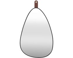 Home Deco Factory Spiegel - zwart - 60 x 40 cm - kunststof - ovaal vorm - met haakje