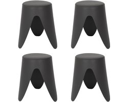 Home Deco Factory Stapelbaar zit krukje Gala - 4x - kunststof - zwart - D30 x H46 cm - extra stoelen - binnen/buiten