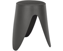 Home Deco Factory Stapelbaar zit krukje Gala - kunststof - antraciet - D30 x H46 cm - extra stoelen - binnen/buiten