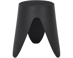 Home Deco Factory Stapelbaar zit krukje Gala - kunststof - zwart - D30 x H46 cm - extra stoelen - binnen/buiten