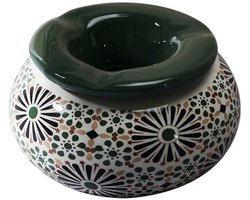 Home Deco Factory Storm Asbak Classic African - Kunststeen - D10 x H6 cm - print groen - voor binnen/balkon