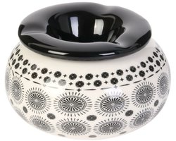 Home Deco Factory Storm Asbak Classic African - Kunststeen - D10 x H6 cm - print zwart/wit - voor binnen/balkon