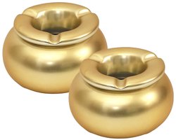 Home Deco Factory Storm Asbak Marrakesh - Kunststeen - D10 x H6 cm - mat goud - voor binnen/balkon