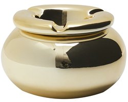 Home Deco Factory Storm Asbak Marrakesh - Kunststeen - D10 x H6 cm - metallic goud glans - voor binnen/balkon