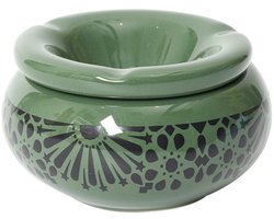 Home Deco Factory Storm Asbak Marrakesh - Kunststeen - D8 x H5 cm - groen - voor binnen/balkon