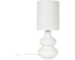 Home deco factory Tafellamp keramisch - crème wit - organisch - modern - met snoer - H50 cm