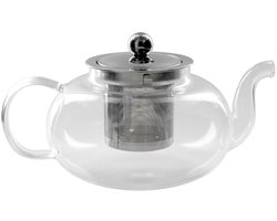 Home Deco Factory Theepot Kensington - Glas - met deksel - transparant - 700 ml - 13 x 20 cm