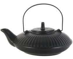 Home Deco Factory Theepot Shanghai - Keramiek - met deksel - zwart - 600 ml - 14 x 21 cm