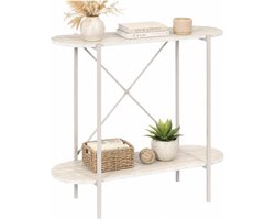Home Deco Factory Wandkast / side table - wit - hout - 85 x 80 x 30 cm - natuurlijke look