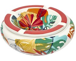 Home Deco Factory XXL size Storm Asbak Classic Flora - Kunststeen - D24 x H10 cm - voor binnen/balkon