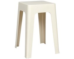 Home Deco Factory zit krukje/stoel - creme wit - D34 x H47 cm - Stapelbaar - kunststof - bijzet tafeltje