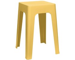 Home Deco Factory zit krukje/stoel - geel - D34 x H47 cm - Stapelbaar - kunststof - bijzet tafeltje