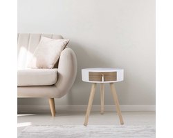 Home Deco - Nachtkastje met lade - rond - wit