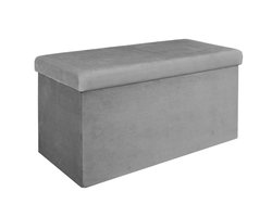 Home Deco - Poef/hocker Velvet - opvouwbaar - grijs - polyester/MDF - 76 x 38 cm