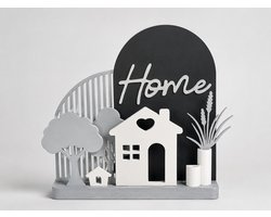 Home Decoratie met Huisje en Boom – Moderne Tafeldecoratie in Zwart/Wit Woonaccessoire 3D