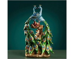 Home Decoration Statue Garden Outdoor Interior Statue, Metal Garden Art Peacock Lawn Decorative Garden Party Landscape Figurine Decoration (Blue Peacock) Table Figurines (Size : C)