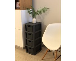 Home essential Plank in rotan design kunststof antraciet 23 x 29 x 65 cm - BranQ opbergrek