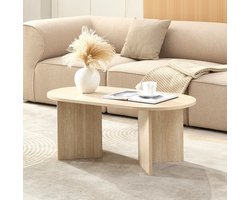 Home-Heaven® Salontafel Ovaal Rond Warm Travertin Steen - 100 x 50 x 40 cm (L x B x H)