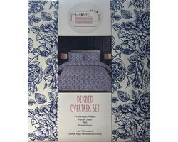 Home impressions® 100% katoen Dekbedovertrek - Lits-jumeaux -Wit- Blauw - Old Dutch - 240x200/220 cm + 2 kussenslopen 60x70 cm -Timeless Chic - Dutch Delight -