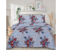 Home impressions® Bedrukt Dekbed Hoesloos/Wasbaar/Zonder Overtrek Lazy dekbed | Dekbed en overtrek in 1| Grijs | blauw | antraciet met kussensloop set