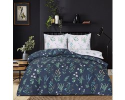Home Impressions® Dekbedovertrek -Premium kwaliteit- tweepersoons - 200x200/220 + 2 kussensloop 60x70 - Blauw wit -reversible-omkeerbaar-easy care