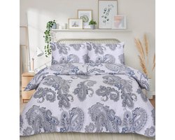 Home Impressions® Dreamy Paisley Wit Antraciet Grijs lits-jumeaux Dekbedovertrekset - Katoen-Satijn - Paisley - Abstract Bedlinnen