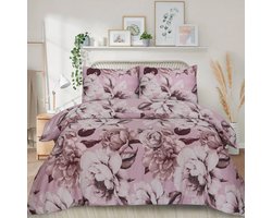 Home Impressions® Floran Splash- Lits Jumeaux - Bedlinnen met Bloemen print - 240x220 - Dekbedhoes van 100% Katoen-Satijn