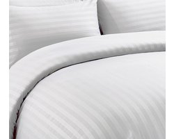 Home Impressions® Wit - Hotelkwaliteit hoogwaardig fijngeweven lits-jumeaux Dekbedovertrek - Katoen-Satijn - Premium kwaliteit met - 240x200/220 - incl. kussensloopset 60x70 cm