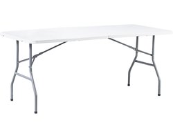 HOME It® Opvouwbare tafel met poedergecoat stalen frame en sterke plastic tafelblad, wit/grijs