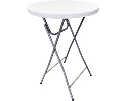HOME It® Ronde Opvouwbare bartafel met poedergecoat stalen frame en stevige 4,5 cm dikke plastic tafelblad, wit/grijs