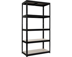 HOME It® Stalen Rek Eenheid met 5 Planken, max 1375 kg, 180x90x45cm Zwartz