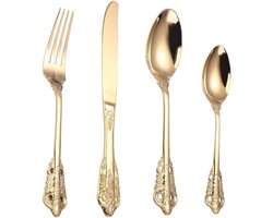 Home & Marker - Bestekset 6 Persoons - 6x Vork - 6x Lepel - 6x Mes - 6x Theelepel - Bestekset Goud - RVS - 24-Delig - LUXCUTLERY