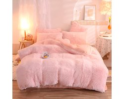 Home & Marker - Dekbedovertrek - Fleece Dekbedovertrek - Fluffy Dekbedovertrek - Pluche - Dekbed - Deken - Inclusief Kussenslopen - Roze 180x200cm - SNUGGBED