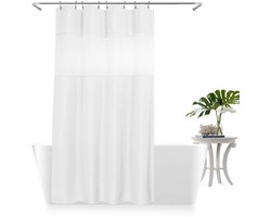 Home & Marker - Dubbele Waterdichte Douchegordijn - Douchescherm - Badkamer Gordijn - Waterdicht - Wit - CURTELLE