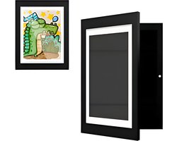 Home & Marker - Fotolijst voor Kinderen - Zwart – Kunstwerken Makkelijk Bewaren & Tentoonstellen – Hout – 33x24 cm – Duurzaam & Compact – Perfect Cadeau voor Jonge Kunstenaars - FRAMELET