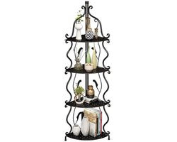 Home & Marker - Hoekkast - Wandkast - Hoekmeubel - Wandrek - Hoekrek - Hoekkastje - Hoek Kast - Wandkastje - 4 Lagen - Zwart - SHELVIA