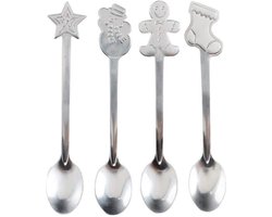 Home & Marker - Kerst Theelepels - Koffielepels - Theelepeltjes met Kerstman, Kerstster, Koekemannetje en Sneeuwpop - Kerst Servies - 4 stuks - XMASSPOON