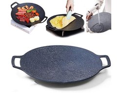 Home & Marker - Koreaanse Ronde Grillpan - Aluminium Koreaanse BBQ Pan met Antiaanbaklaag - Geschikt voor Alle Kookplaten (32 cm) - KOREPAN