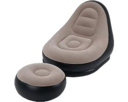 Home & Marker - Opblaasbare Stoel met Voetensteun - Lounge Stoel - Luchtbed - Strandstoel - Zitkussen - Zitzak - CHILLSEAT beige