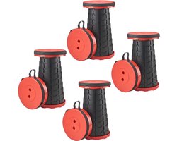 Home & Marker - Telescoop Kruk - Opvouwbare kruk - Krukje - Inklapbare Kruk - Telescopische Kruk - Voetensteun - Zwart/Rood - 4 Stuks - FOLDYSEAT