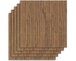 Home & Marker - Wandpanelen Zelfklevend - 3D Houtlook - Waterdicht - Muurdecoratie - 5 Stuks (35x35cm) - Dark - INSTAWOOD