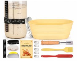 Home & Marker - Zuurdesem Starter Set - Compleet met Fermentatiepot 1000ml - Sourdough Starter Kit incl. Thermometer & Siliconen Spatel - Zelf Brood Bakken Set voor Beginners - SOURBAKER