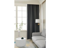 Home of Curtains - ELSA - Gordijn - Plooiband - Verduisterend - Kant en Klaar - 300x250 cm - Antraciet