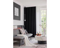 Home of Curtains - ELSA - Gordijn - Plooiband - Verduisterend - Kant en Klaar - 300x250 cm - Zwart