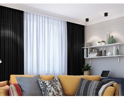 Home of Curtains - LEMONI - Gordijn - Plooiband - Verduisterend - isolerend - 150x260 cm - Zwart