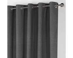 Home of Curtains – RUBEN basisserie – gordijn met ringen – verduisterend – kant-en-klaar – 144 x 180 cm (b x h) – donkergrijs