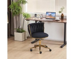 Home office stoelen, dressing stoelen, moderne verstelbare home computer administratieve stoelen, geschikt voor kleine ruimte roterende werkstoelen(zwart)